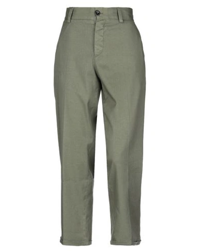 Shop Pt01 Pt Torino Woman Pants Military Green Size 8 Linen, Cotton, Elastane