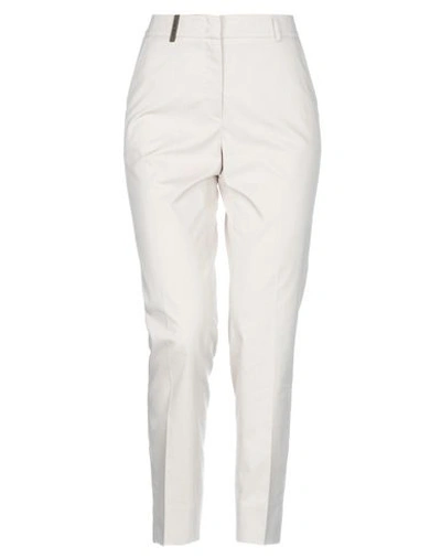 Shop Peserico Woman Pants Beige Size 12 Cotton, Polyester, Elastane