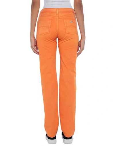 Shop Emporio Armani Woman Pants Orange Size 26 Cotton, Elastane