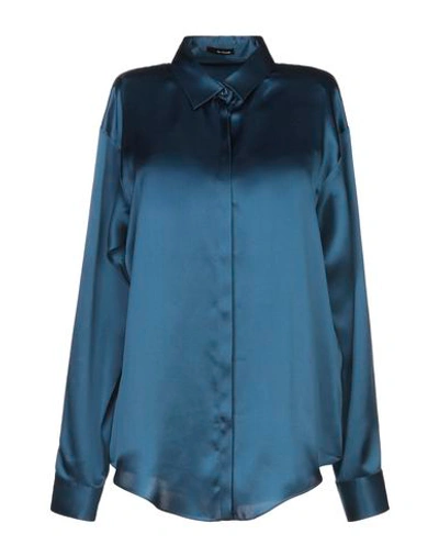 Shop Walter Voulaz Silk Shirts & Blouses In Dark Blue