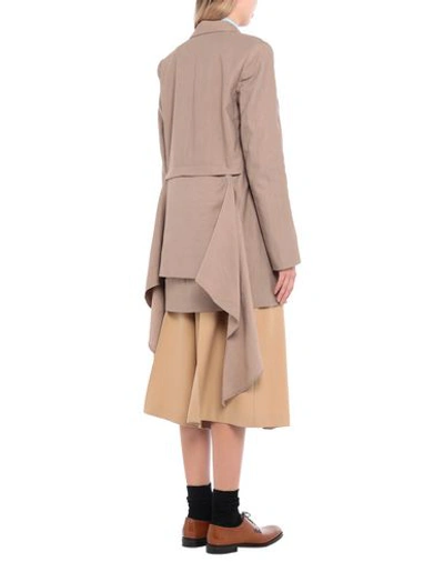 Shop Tibi Woman Suit Jacket Light Brown Size 10 Viscose, Flax, Cotton, Elastane In Beige