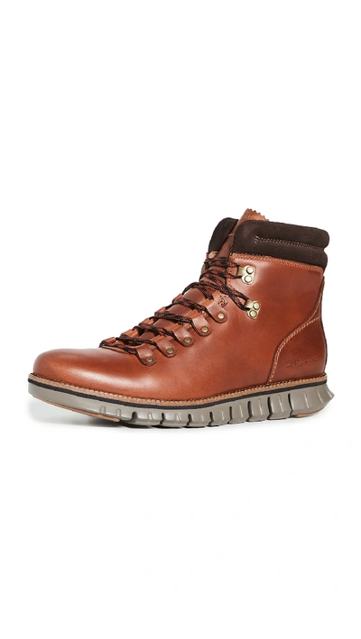 Shop Cole Haan Zerogrand Waterproof Hiker Boots In British Tan/java