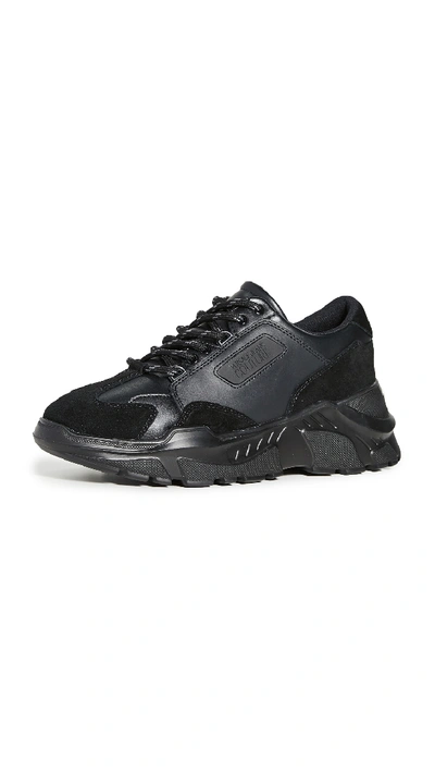 Shop Versace Jeans Couture Mixed Media Runners In Black
