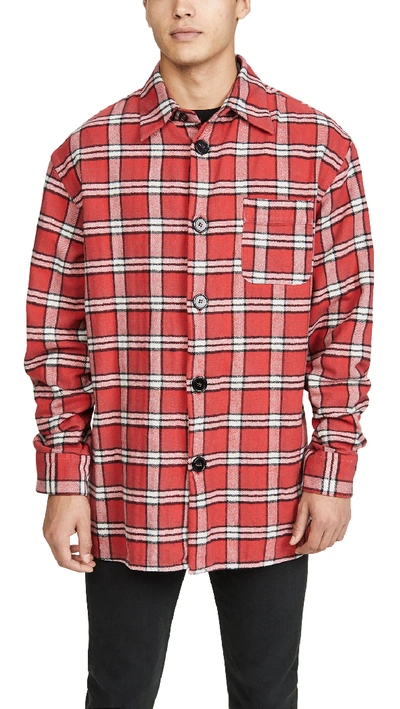 Shop Marni Brushed Cotton Check Long Sleeve Shirt In Red Check