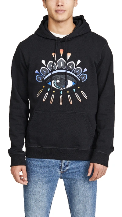 Shop Kenzo Gradient Eye Pullover Hooded Sweatshirt In Black