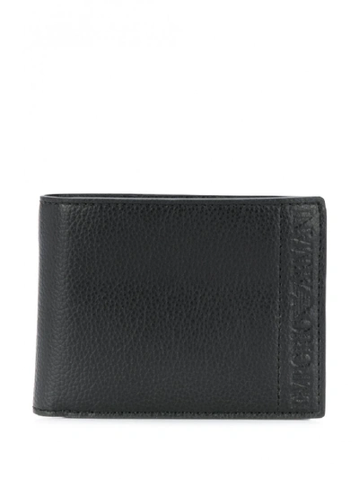 Shop Emporio Armani Trifold Leather Wallet In Black
