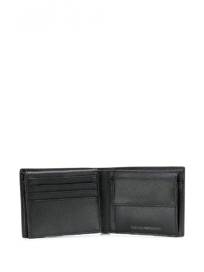 Shop Emporio Armani Trifold Leather Wallet In Black