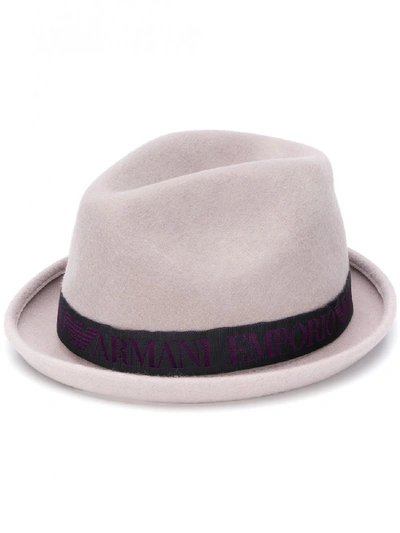 Shop Emporio Armani Logo Wool Hat In Grey