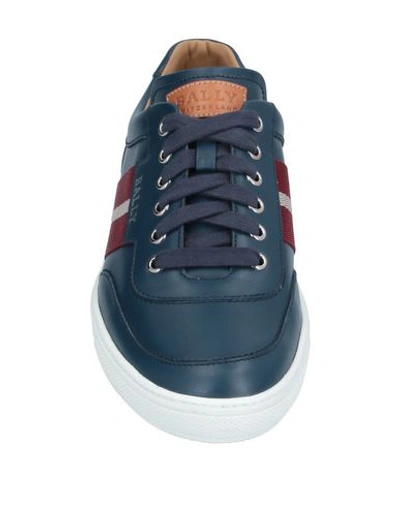 Shop Bally Man Sneakers Midnight Blue Size 7.5 Calfskin, Textile Fibers In Dark Blue