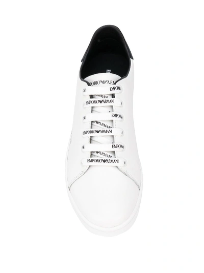 Shop Emporio Armani Leather Sneakers In White