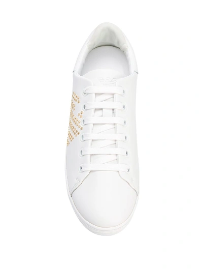 Shop Emporio Armani Leather Sneakers In White