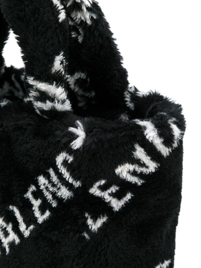 Shop Balenciaga Everyday Xs Fake Fur Shopping Tote In Black