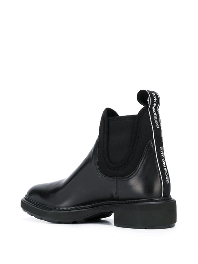 Shop Emporio Armani Leather Chelsea Boots In Black