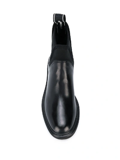 Shop Emporio Armani Leather Chelsea Boots In Black