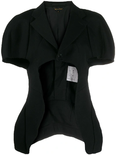 Shop Comme Des Garçons Cropped Wool Jacket In Black