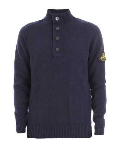 Shop Stone Island Blue Cotton Sweater