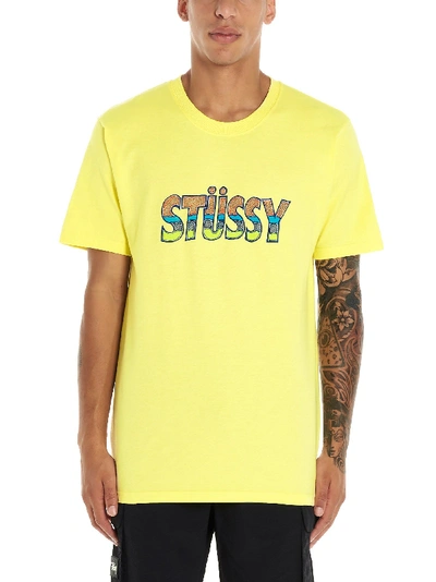 Shop Stussy Yellow Cotton T-shirt