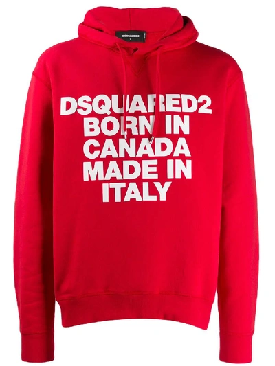 Dsquared2 Born In Canada Made In Italy Hoodie In Red | ModeSens