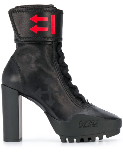 Shop Off-white Black Leather Ankle Boots