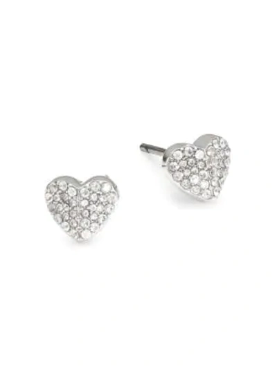 Shop Kate Spade Mini Pavé Embellished Stud Earrings In Clear Silver