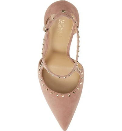 Shop Michael Michael Kors Ava Studded Pump In Tuscan Rose Suede