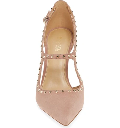 Shop Michael Michael Kors Ava Studded Pump In Tuscan Rose Suede