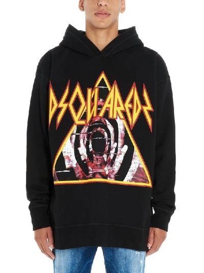 Shop Dsquared2 Logo Graphic Print Oversized Hoodie In Black