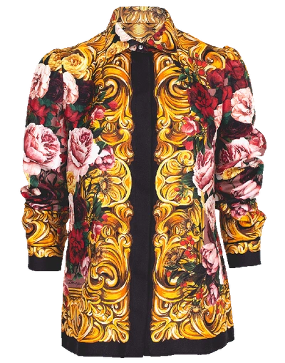 Shop Dolce & Gabbana Rose Silk Twill Blouse
