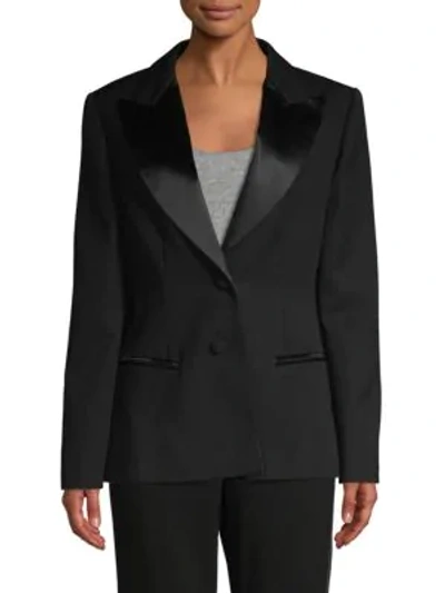 Shop Lanvin Peak-lapel Wool Blazer In Black