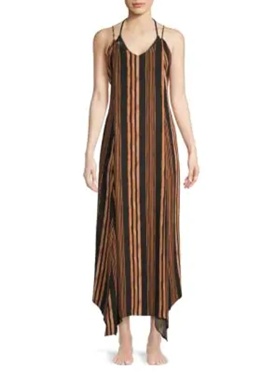 Shop Vix By Paula Hermanny Striped Maxi Dress In Navy