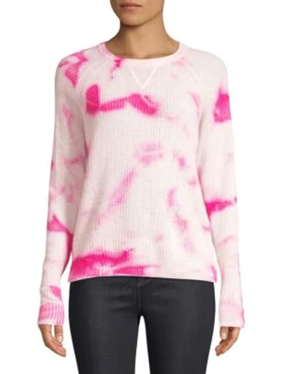 Shop Line Clover Tie-dye Cashmere Sweater In Hot Pink