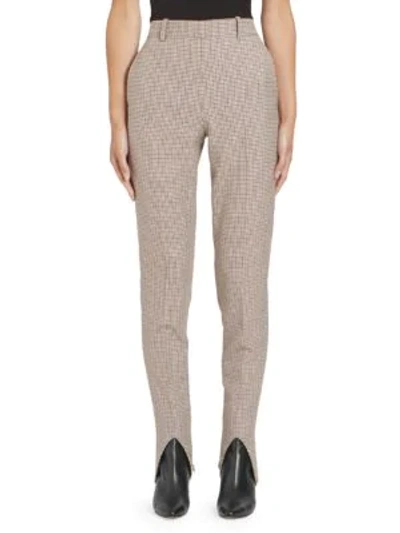 Shop Givenchy Micro Check Stirrup Pants In Natural Multi