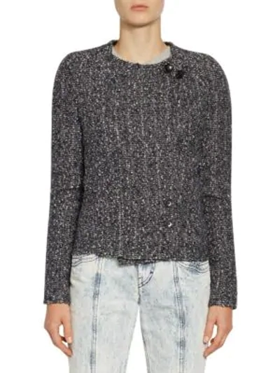 Shop Isabel Marant Helba Tweed Short Jacket In Anthracite