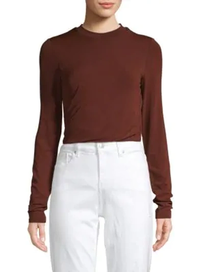 Shop Alexander Wang T Crewneck Long-sleeve Top In Rust