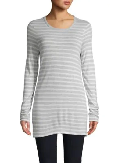 Shop Alexander Wang T Striped Long-sleeve Top In Grey Ivory