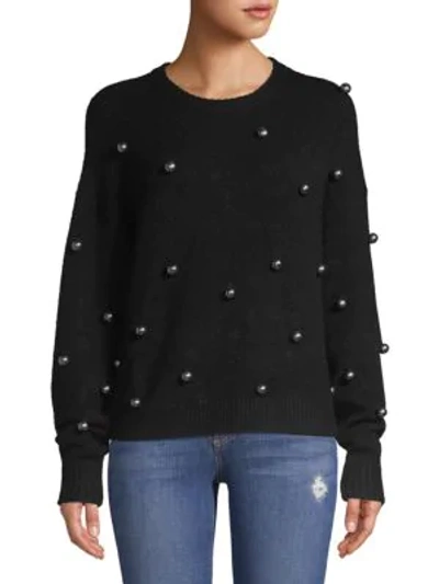 Shop Alice And Olivia Gleeson Metal Ball Pullover In Black