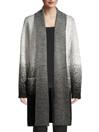 Shop Donna Karan Speckle Print Open Front Cardigan In Grey