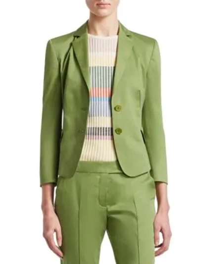 Shop Akris Punto Two-button Cotton-blend Blazer In Green