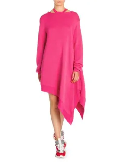 Shop Ben Taverniti Unravel Project Asymmetric Sweatshirt Dress In Fuchsia