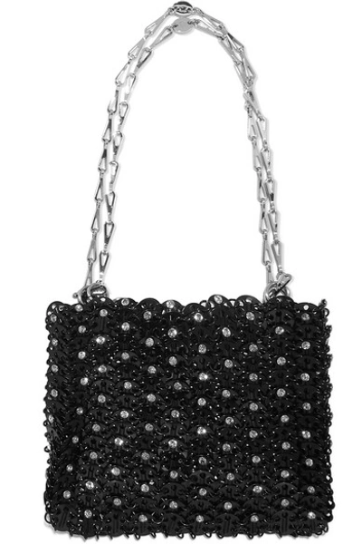 Shop Paco Rabanne 1969 Crystal-embellished Chainmail Shoulder Bag In Black