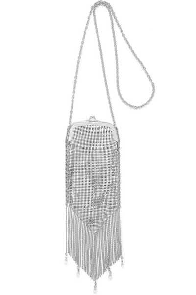 Shop Paco Rabanne Fringed Chainmail Shoulder Bag In Silver