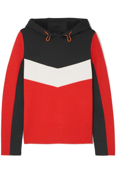 Shop Bogner Fire+ice Mariah Color-block Wool-blend And Scuba Hoodie In Red