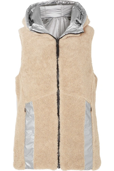 Shop Bogner Fire+ice Peggy Reversible Hooded Faux Shearling And Quilted Metallic Shell Vest In Silver