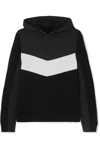 Shop Bogner Fire+ice Mariah Two-tone Wool-blend And Scuba Hoodie In Black