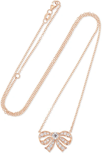 Shop Anita Ko Bow 18-karat Rose Gold Diamond Necklace