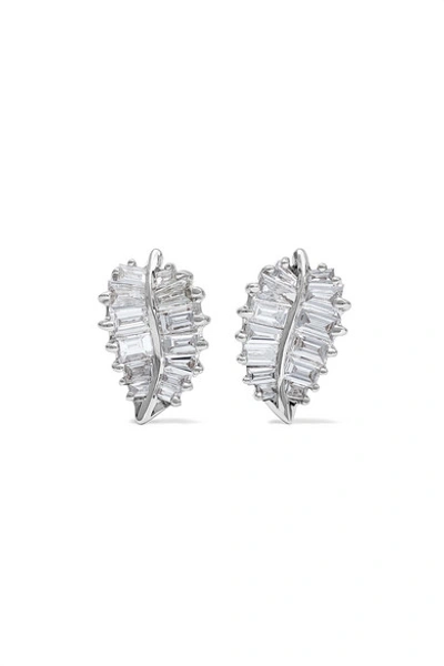 Shop Anita Ko Palm Leaf Small 18-karat White Gold Diamond Earrings