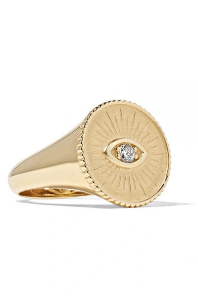 Shop Sydney Evan 14-karat Gold Diamond Signet Ring