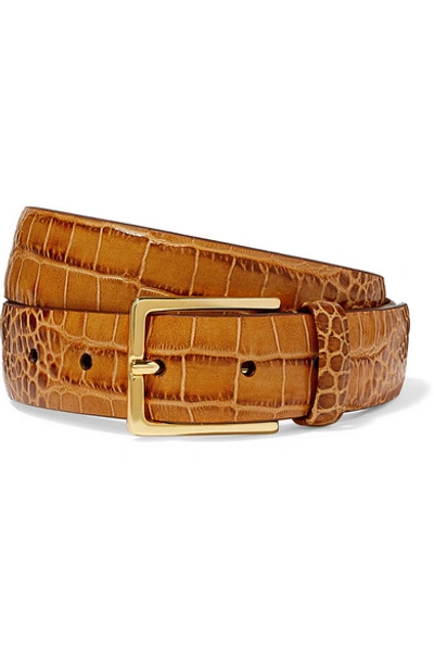 Anderson's Croc-effect Leather Belt In Tan
