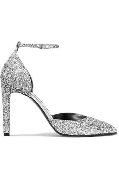 Shop Givenchy Glittered Leather Pumps In Silver