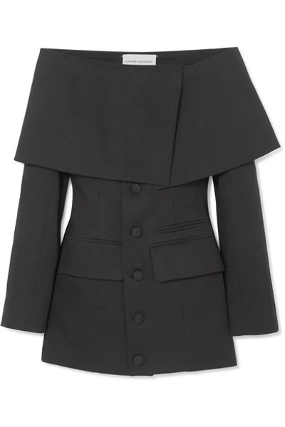 Shop Aleksandre Akhalkatsishvili Off-the-shoulder Cotton Mini Dress In Black